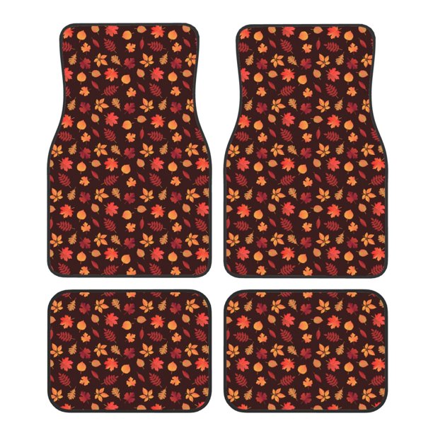 Fotbe fall Maple leaf Juego de 4 Tapetes para Auto con Estampado – Alfombrillas de Goma Reforzada, Diseño Antideslizante, Protección para Todo el Año – Vehículos, Autos, Camionetas y SUVs
