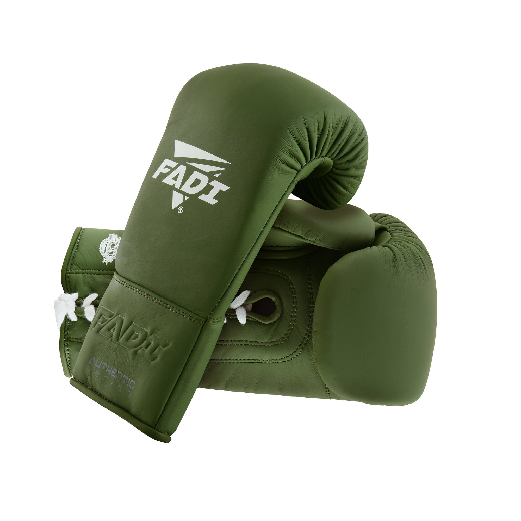 Fadi Sports A2 Lace-Up Boxing Gloves, for Training & Sparring, Matte Cowhide Leather, Green - 10 oz