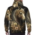 thumbnail image 7 of Goofa Palatial Gold Pattern Horse for Men's Hooded Sweatshirt - Lightweight Pullover Hoodie with Kangaroo Pocket, Perfect for Everyday Wear-Small, 7 of 7