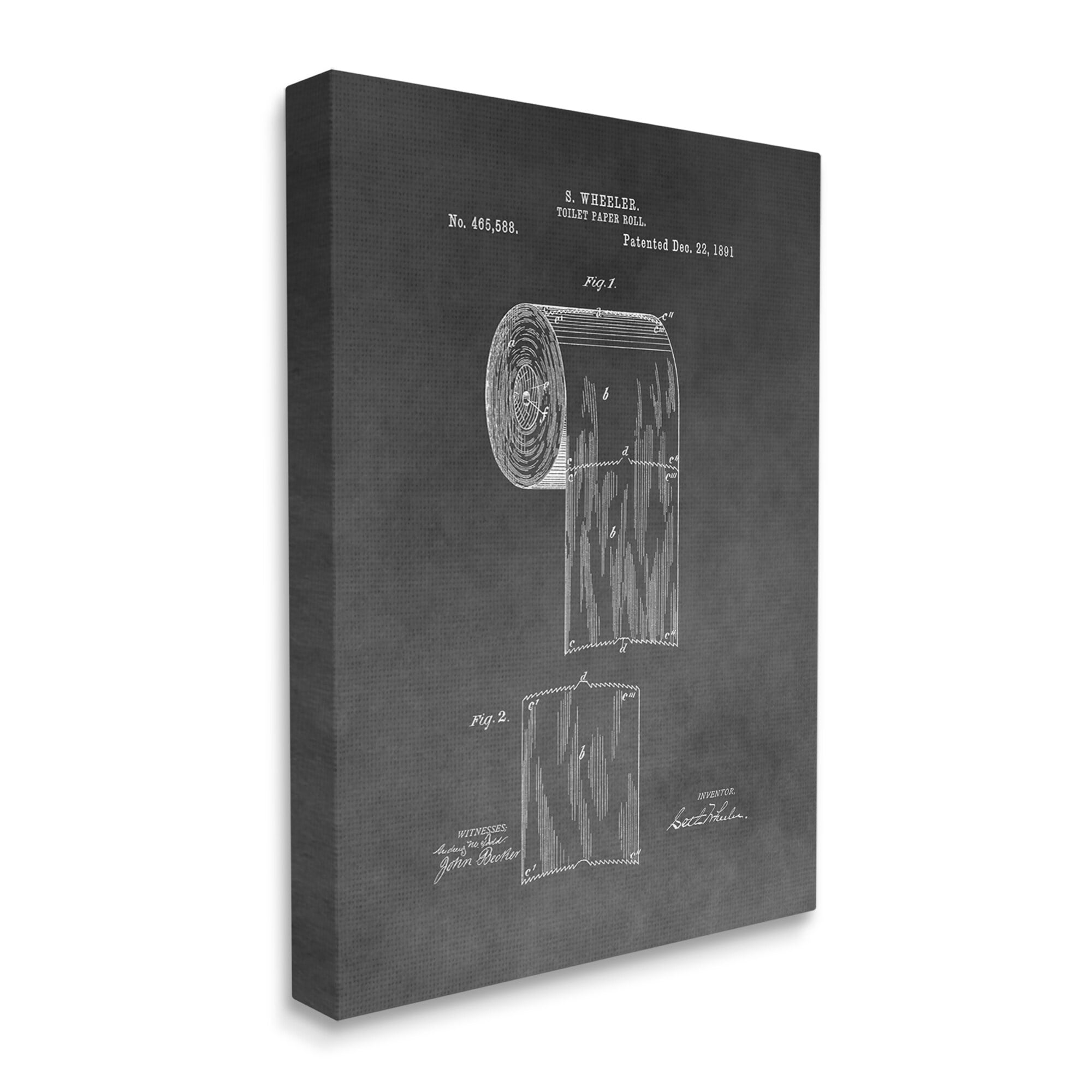 Stupell Industries Vintage Toilet Paper Patent Figure Diagram Distressed Grey, 16 x 20,Design by Daniel Sproul