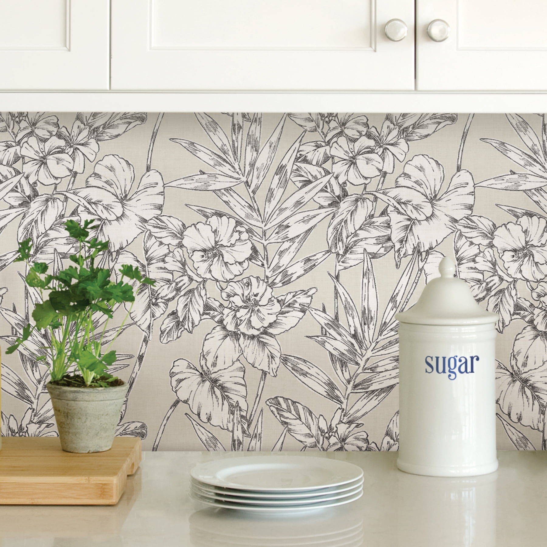 NuWallpaper Grey Cayman Vinyl Peel And Stick Wallpaper, 216-in by 20.5-in, 30.75 sq. ft.