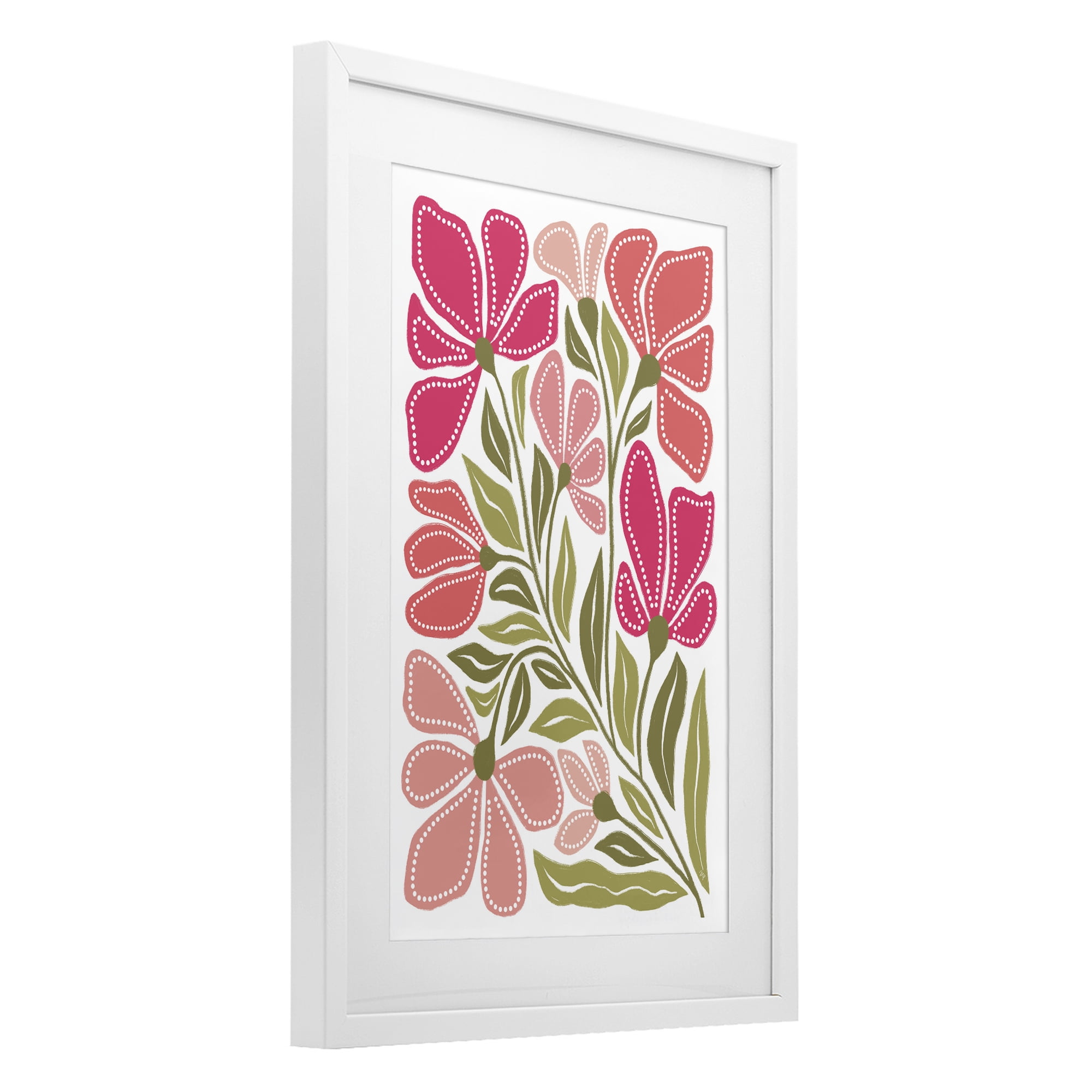 Stupell Industries Bold Midcentury Blooms White Framed Print Under Glass, design by Martina Pavlova