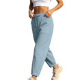 thumbnail image 5 of JUUNthy Womens Jogger Pants, with Pockets Elastic Drawstring Waist Loose Casual Fashion Cropped Sweatpants Black 3XL, 5 of 15