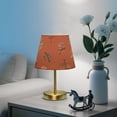 thumbnail image 6 of Tapered Desk Lamp with Antique Brass Base Table Lamps Dimmable LED Bulb Button Switch Night Light Terracotta Tones Feather Small, 6 of 8