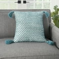 thumbnail image 4 of Nourison Loop Stripe Tassle Turquoise 18" x 18" Indoor/Outdoor Throw Pillow, 4 of 6