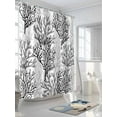 thumbnail image 5 of Black Gray Coral Coastal Waterproof Fabric Shower Curtain, Summer Beach Seaside Nautical Shower Curtain for Bathroom Curtains Bathtubs Hotel Washable Shower Curtains with 12 Hooks Standard 60x72, 5 of 6