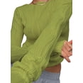 thumbnail image 3 of KMBANGI Women Sexy Slim Crop Shirt Long Sleeve Crewneck Fitted Tshirts Top Knit Cropped Tee Blouse Retro Streetwear(A Textured White,S), 3 of 5