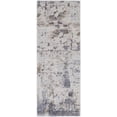thumbnail image 2 of 10' Ivory Gray and Blue Abstract Power Loom Worn Faded Runner Rug, 2 of 3