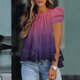 thumbnail image 2 of Blusa para mujer Moda Corbata con volantes Camisas de cuello alto Puff plisado fluido Camiseta de manga corta Túnica Tops de verano Pompotops hfajkhk129426, 2 of 4
