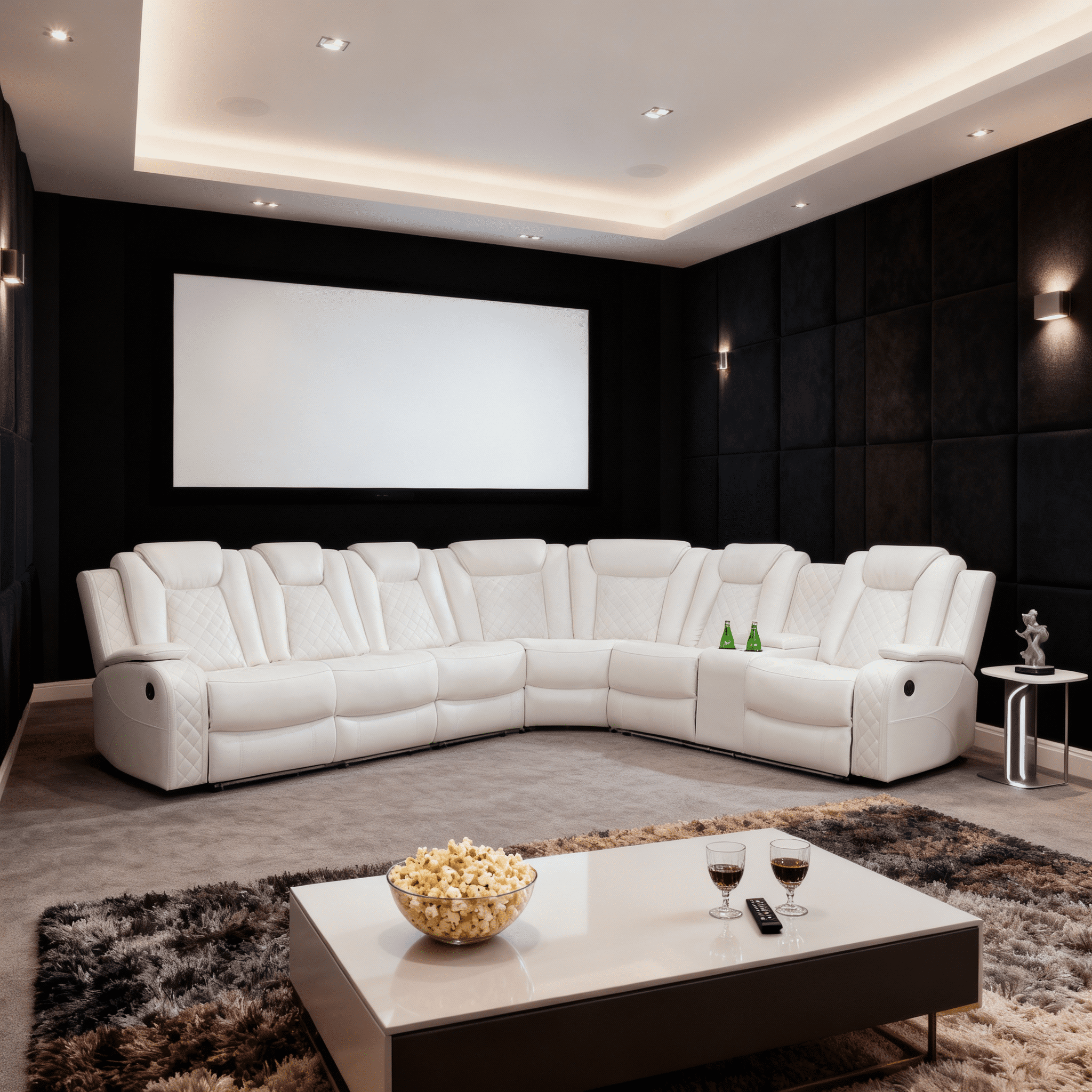 Gewnee Air Leather Oversized Power Recliner Sectional Sofa with 1-Seat Sofa Cup Holder for Living Room Home Office Theater Room