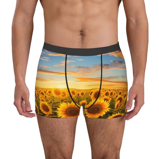 Fotbe Beautiful Golden Sunflower Field Calzoncillos Tipo Boxer con Bolsa de Soporte Total para Hombre, X-Temp Fresco, Transpirable y de Secado Rápido-XX-Large