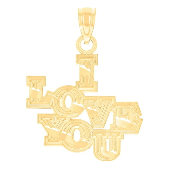 14k Yellow Gold Unisex I Love You Charm Pendant Necklace 23.6x19.1mm Wide Pendant for Women