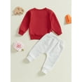 thumbnail image 4 of Suealasg Kids Girls 2Pcs Valentines Day Clothes 6M 1T 2T 3T Toddler Baby Girls Casual Spring  Fall Outfits Heart Letter Print Long Sleeve Sweatshirt and Long Pants Set, 4 of 8