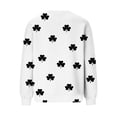thumbnail image 4 of St. Patrick's Day Sweatshirt for Women Textured Quilted Fabric Clover Print Crewneck Long Sleeve Pullover Loose Fit Festive Clothes, 4 of 5
