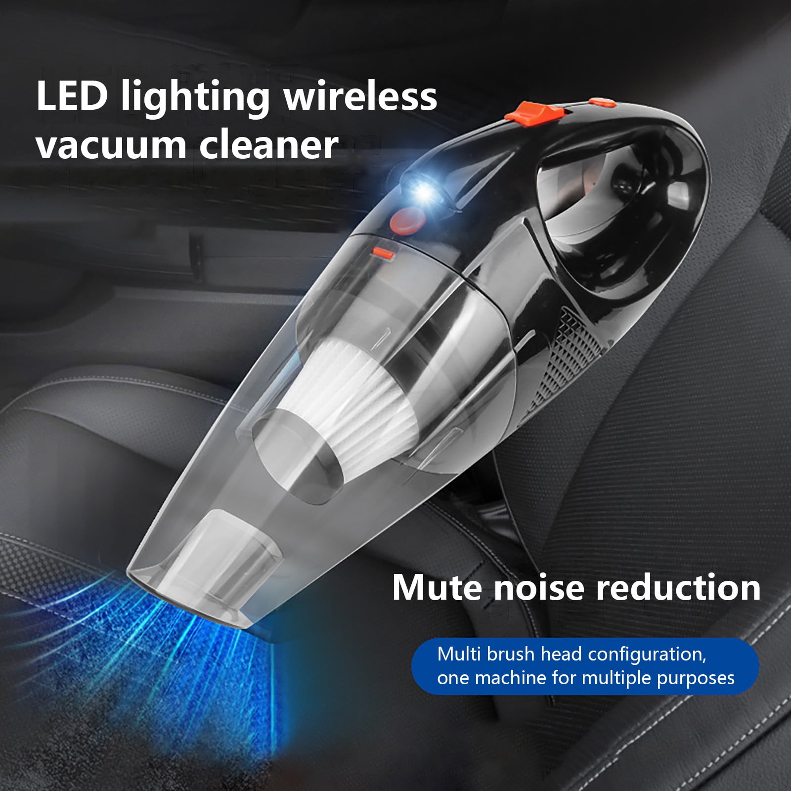 9000Pa Wireless Wet Dry Car Vacuum with LED Light and 60-Min Runtime, Rechargeable Handheld Vacuum Cleaner for Home Car Spills Pet Hair Debris Blind Corners
