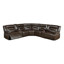 Dina Power Sectional Recliner L Shape Sofa- Dark Brown Faux Leather