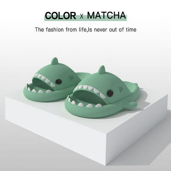 Cute Shark Slippers Funny Shark Slippers Shark Slippers Men Women Bath Slippers Summer Beach Open Toe Slides Indoor Outdoor(green 38/39)