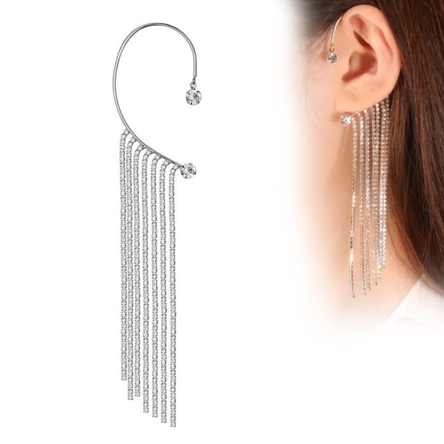 Pendientes De Borla De Diamantes Brillantes Sin Piercing Pendientes Colgantes De Oreja Para Mujeres Y Niñas Puños De Oreja De Hada Para Fiesta De Boda Nupcial Speravity AP006753-02
