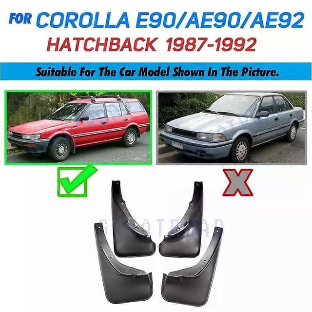 Exquisite 4pc Molded Mud Flaps Flap For Toyota Corolla E90 AE90 AE92 1987 - 1992 Sedan Saloon Coupe Splash Guards Mudguards 1989 1990 1991