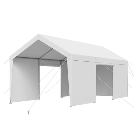 Carport Car Canopy 10x20 FT Heavy Duty - Outdoor Shelter with Sidewalls - Grey