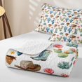 thumbnail image 4 of Homewish Cartoon Cowboy Boots Quilt King,Flowers Cactus King Coverlet Set,Blue Green,3 Pieces, 4 of 7