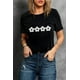thumbnail image 2 of ABPHQTO Camiseta negra de manga corta con estampado de flores felices para mujer, 2 of 5