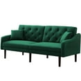 thumbnail image 1 of Green Fabric Sofa Set, Mid Century Sectional Sofa for Small Spaces, Upholstered Sofas with Solid Wood Frame and 2 Pillows, Tufted Loveseat Sofa Couch for Living Room/Office, 74.8"L, CL714, 1 of 9
