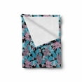 thumbnail image 2 of Floral Soft Flannel Fleece Throw Blanket, Tropical Pattern with Spring Petals and Leaves on Dark Background, Cozy Plush for Indoor and Outdoor Use, 50" x 60", Pale Muave Black, by Ambesonne, 2 of 6
