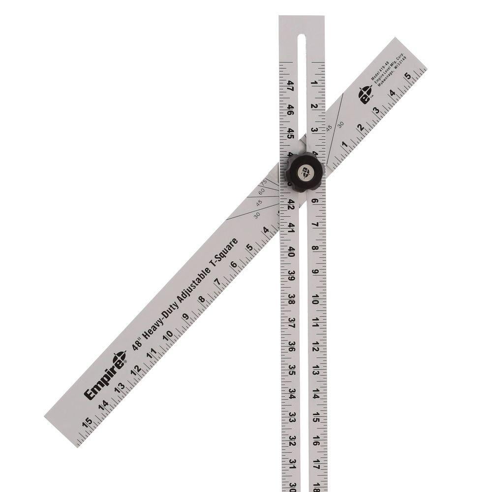 Empire Adjustable T Square Ruler Measuring Hand Tool Aluminum Graduated 48 Inch