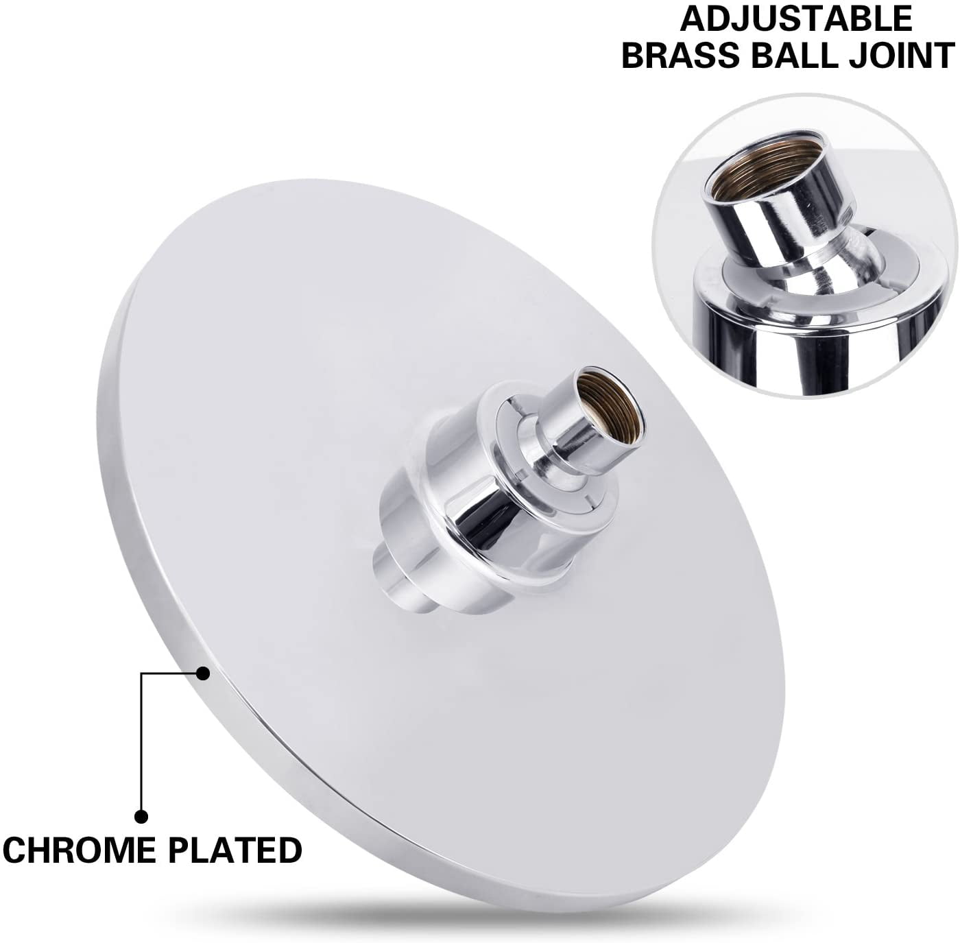 Shower Head, 8Inch Chrome Finish Rainfall Shower Head, Angle