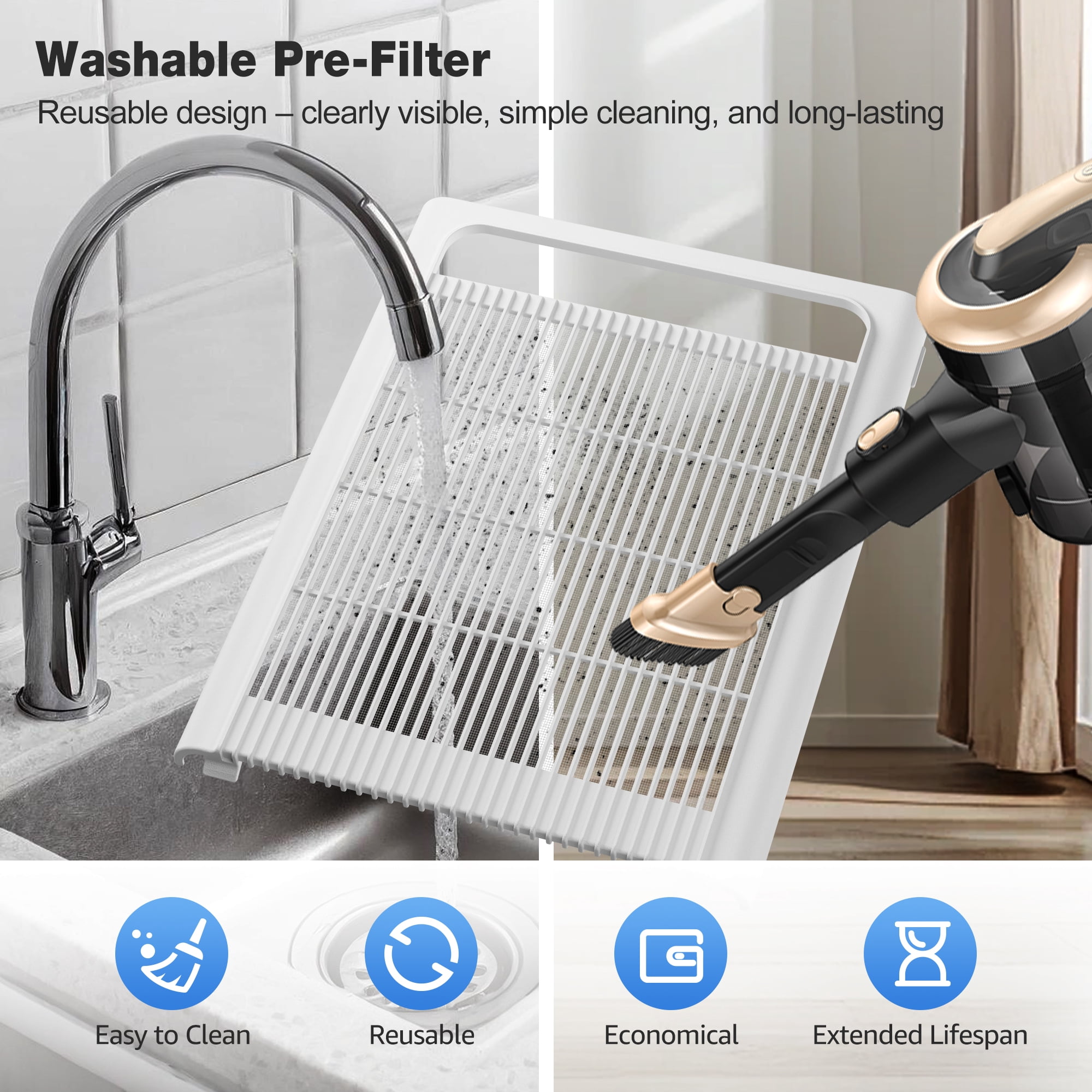 KNKA Pro Air Purifier, HEPA Air Purifier for Home Large Room Up to 1,695 ft² in 1 Hr, Double-Sided Filter for Dust, Smoke, Pollen, with Air Quality Monitor, Ultra-Quiet