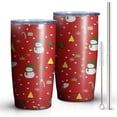 thumbnail image 2 of 20oz Tumblers Red Christmas Snowman Pattern Stainless Steel Vacuum Insulated Double Wall Travel Tumbler Cups Mug with Lid and Straw,Cleaning Brush for Cold & Hot Drinks, 2 of 7