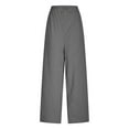 thumbnail image 6 of Pxxlle Cotton Linen Pants Women Plus Size Wide Straight Leg Pant with Pockets Casual Elastic Waisted Summer Spring Trousers Dark Gray XXL, 6 of 7