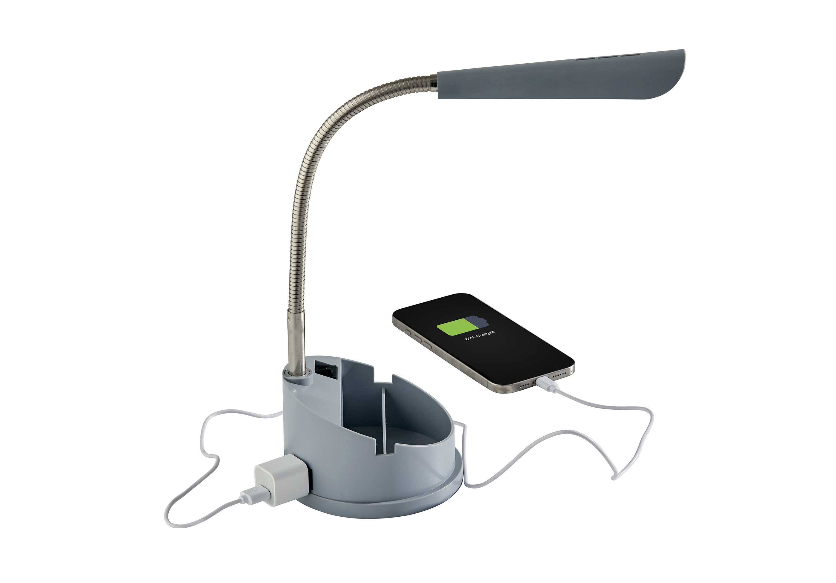 Mainstays Modern Gray LED Desk Organizer Lamp photo 8