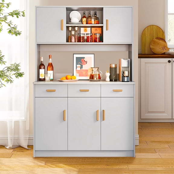 Zocalo Armario de Cocina 5 Niveles con Puertas y Cajones | Gran Capacidad, Gris