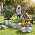 thumbnail image 3 of Costway 2 PCS 24” x 24” x 11.5” Galvanized Raised Garden Bed, Round Planter Box with Open-Ended Base Sliver, 3 of 10
