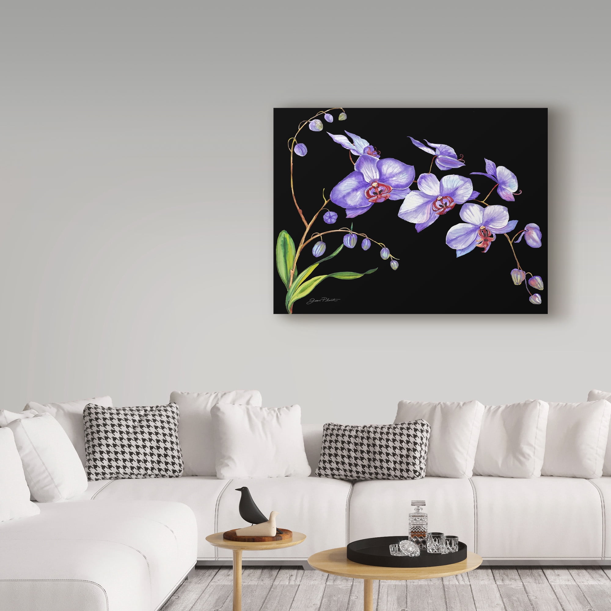 Trademark Fine Art 'Orchids Purple Black' Canvas Art by Jean Plout