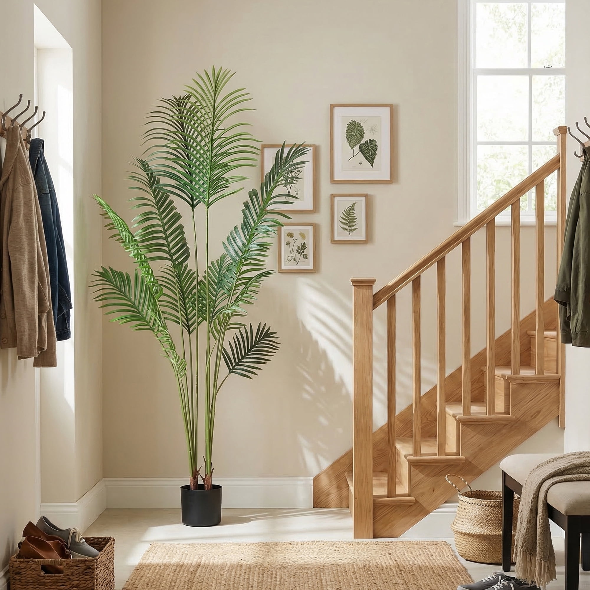 Easy4Home 5.3FT Artificial Plant Fake Tropical Palm Tree Potted Indoor Faux Floor Plant for Home Office Decor