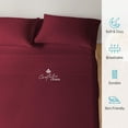 thumbnail image 4 of Couture Charm Authentic Heavy Quality 1000-TC Peruvian Pima Cotton Twin-XL Size 4-Pcs Sheet Set Fits Upto 27-30" Deep Pocket (Stripe, Burgundy), 4 of 4
