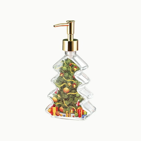 Eoozwa Christmas Tree Soap Dispenser Xmas Bathroom Decorative Accessories Glass Soap Dispenser with Pump Christmas Tree Shaped Bathroom Kitchen Decor for Hand Soap Shampoo Lotion