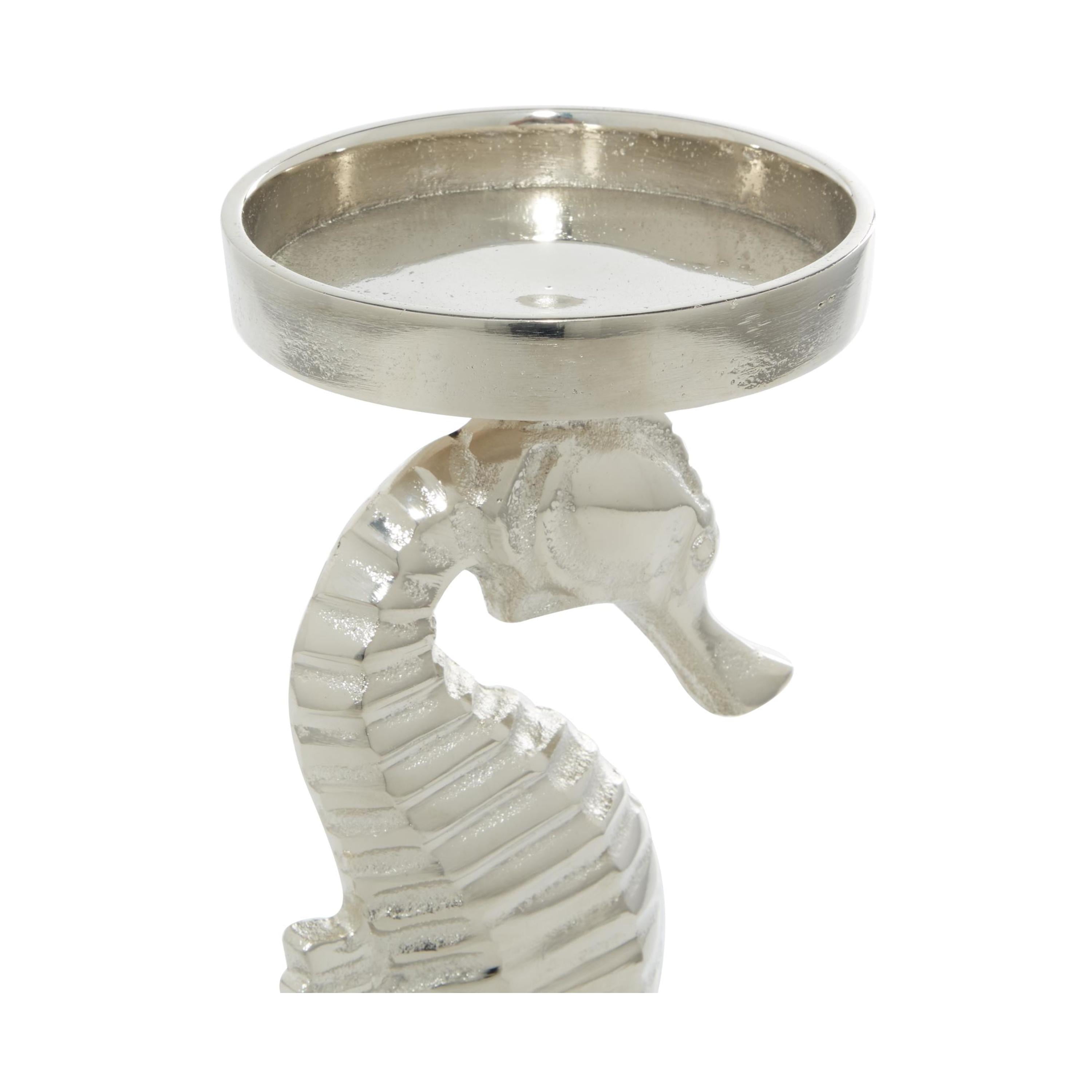 DecMode 2 Candle Silver Aluminum Metal Candle Holder, Set of 2