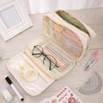 thumbnail image 2 of HOMEIORA Large Pencil Case Pouch, Pencil Box Holder Organizer with 4 Compartments, Pen Bag Wide Opening, with A Transparent Compartments - Beige, 1 Pack, 2 of 6