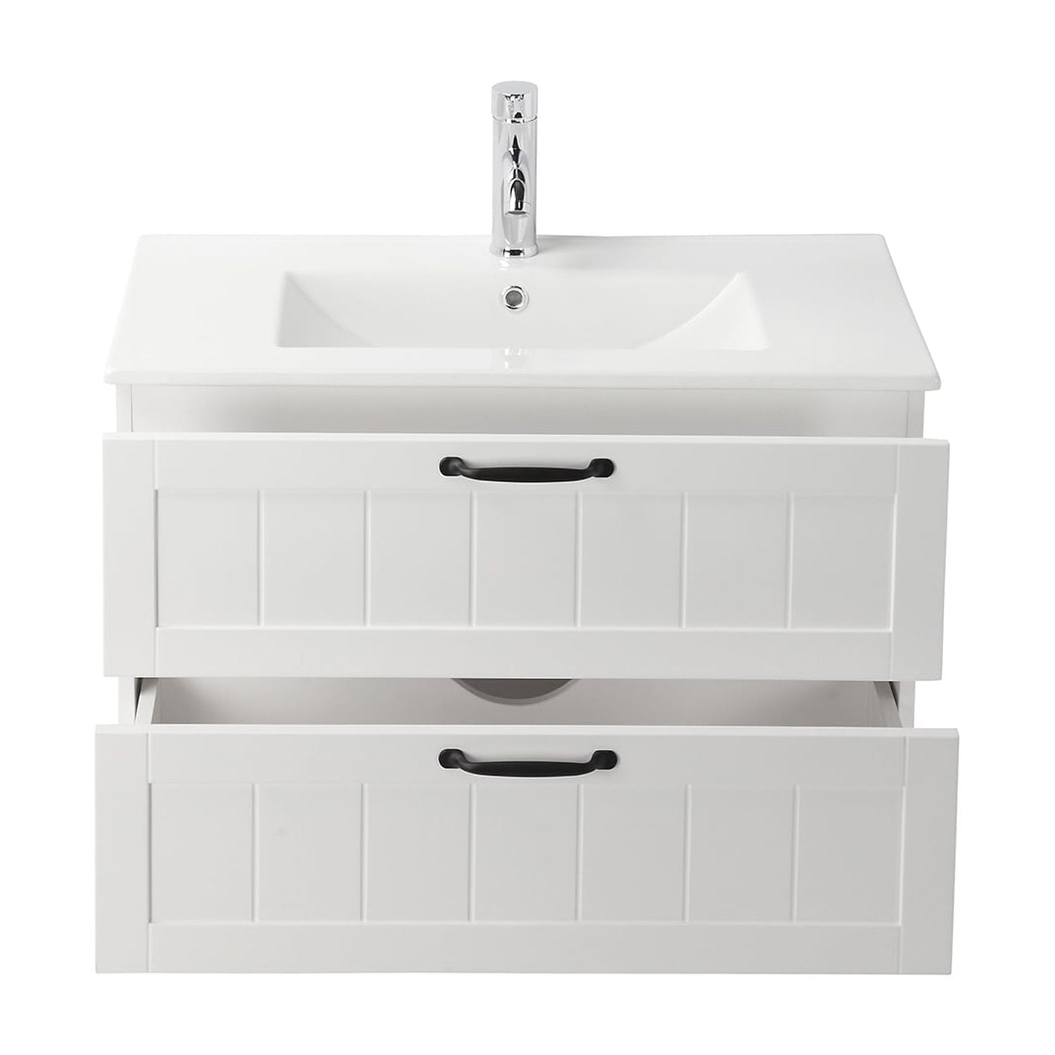Demi Bonn 31" Wall Mounted Bathroom Vanities Cabinet with Sink Combo, 2 Decor Line Soft-Close Drawers, Faucets and Drains Not Included, White
