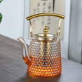 thumbnail image 4 of Hammer Beam Pot Copper Handle Retro Boiling Teapot Large Kettle Capacity Large Hole Pot High Borosilicate Glass Teapot,1 x glass teapot, 4 of 9
