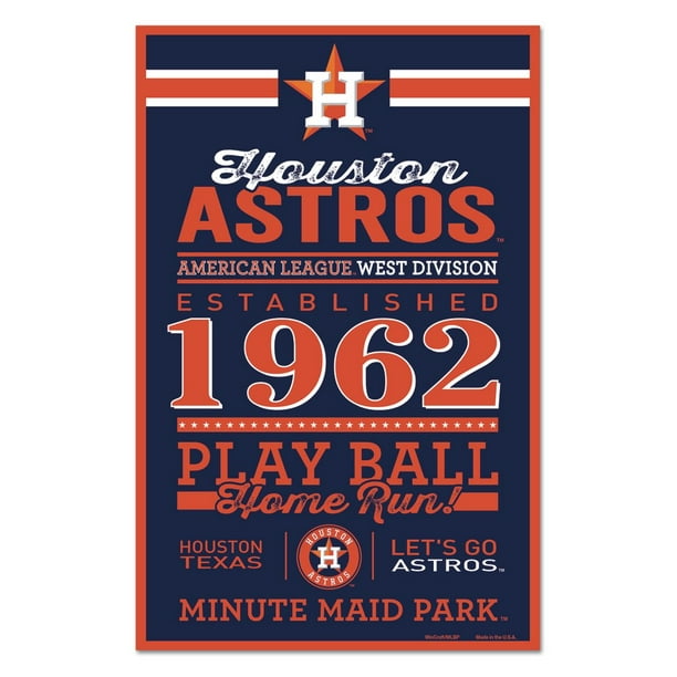 Houston Astros Signe 11x17 Bois Design Établi