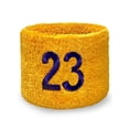 thumbnail image 2 of COUVER Basketball Star Golden Yellow Wristband with Laker Purple Number 23, 2.5 Inch, 1 Pair, 2 of 7