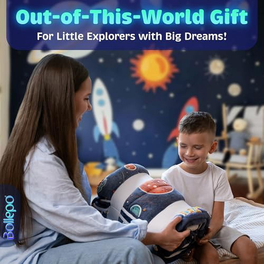Kids Glow-in-the-Dark Space Sleeping Bag with Pillow, Extra Soft Sleep Bag for Boys & Toddlers, Planets & Stars Design, Pillow Pocket, Ages 3+ (66'' x 33")