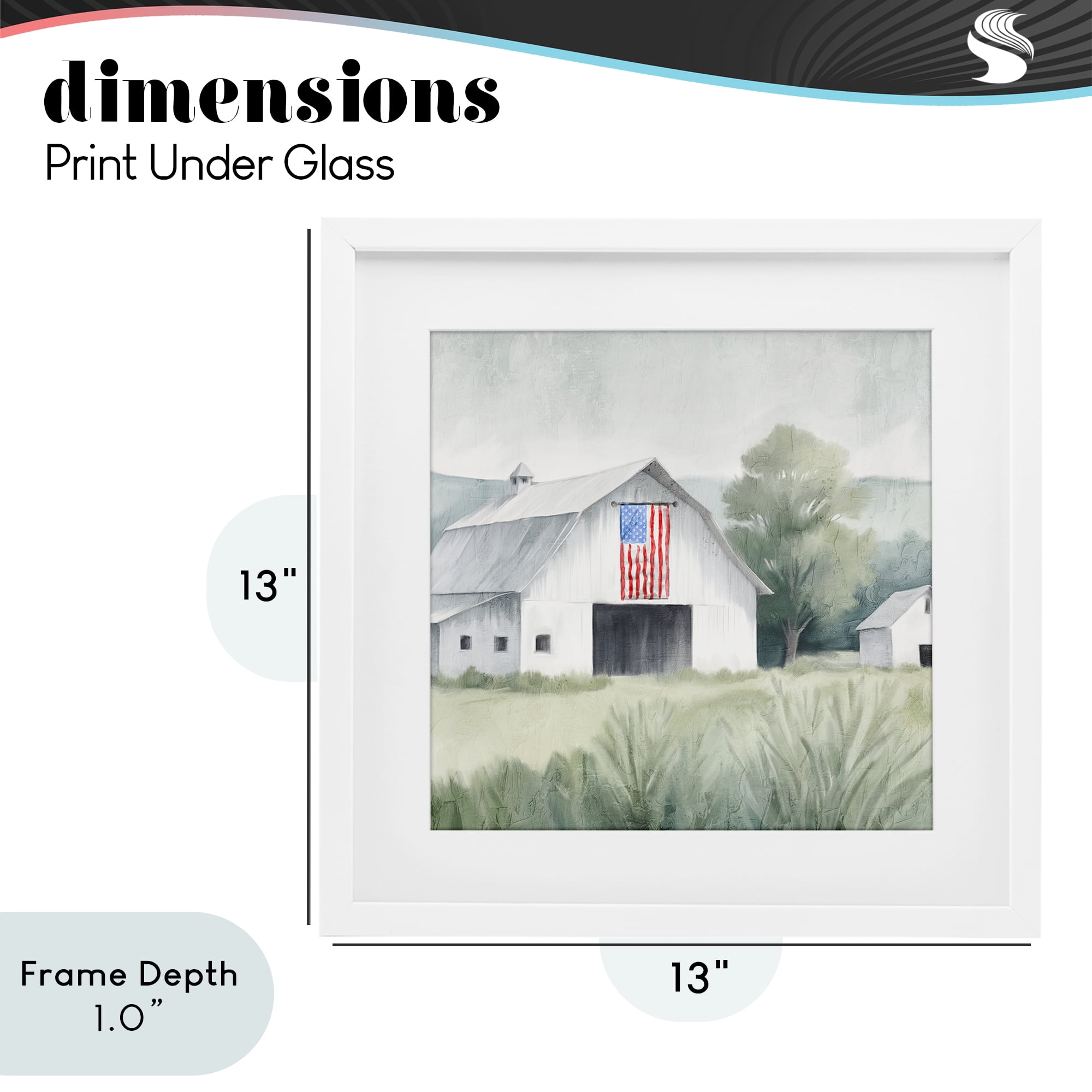 Stupell Industries Home USA Flag Barn White Framed Print Under Glass, design by Kim Allen