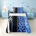 thumbnail image 2 of Homewish Blue Cheetah Print Twin Sheets for Girls, Animal Print Stripe Bedding, 3 Pieces (1 Flat Sheet, 1 Fitted Sheet and 1 Pillowcase), 2 of 6