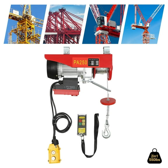 Electric Hoist Winch W/ Wireless Remote Control Electric Lift 250KG/550LBS 110V